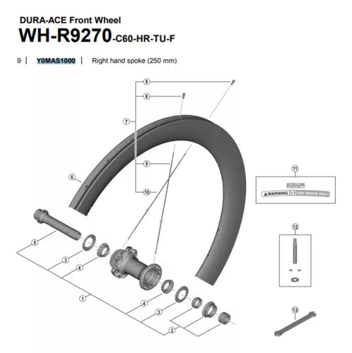 Raio Para Roda Shimano Wh-r9270-c60 250mm Dianteiro - Un