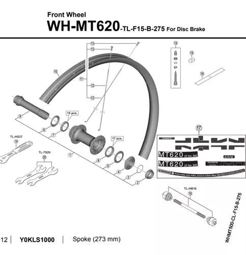 Raio Para Roda Shimano Wh-mt620-tl-f15-b-275 273mm Y0kls1000