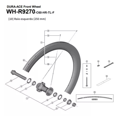 Raio Para Roda Shimano Wh-r9270-c60 250mm Dianteiro - Un