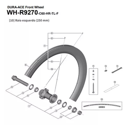 Raio Para Roda Shimano Wh-r9270-c60 250mm Dianteiro - Un