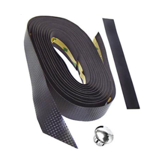 Fita de guidão Velo textura carbono com plug cromado