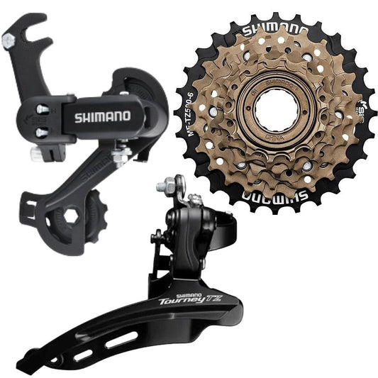 Kit Shimano Tz Cassete 6V, Câmbio Dianteiro E Traseiro